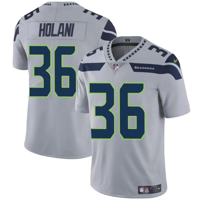 Men's Seattle Seahawks #36 George Holani Gray Vapor Limited Football Stitched Jersey